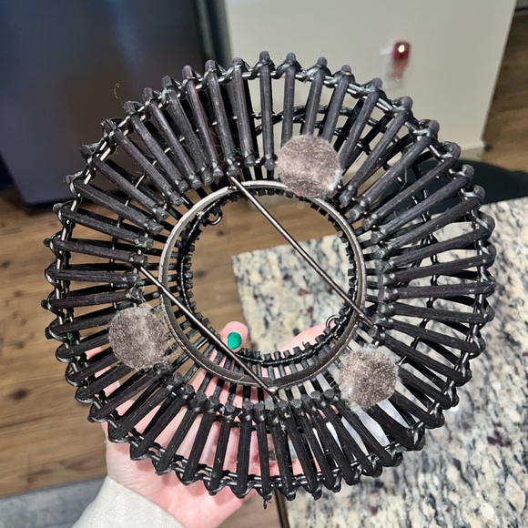 Black Wooden Circular Candle Holder with Glass Holder & Handle - Picture 4 of 8